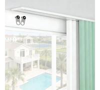TFEHXYZU Rail de Rideau Double, Blanc Rail de Rideau de Plafond Silencieux, 1.5m/4.92ft Rail de Rideau Caché Robuste Personnalisable, Adapté au Kit de Rail de Plafond de Séparation de Salle de Bain