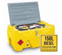 TFF Réservoir Diesel Portable, 150 Litres avec Pompe à Carburant 12V DC débit 40 l/min. Pompe à Diesel avec Câble Connexion Batterie, Tuyau 4 m, Pistolet de Ravitaillement Automatique, Filtre Eau