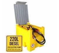TFF Réservoir Diesel Portable, 220 Litres avec Pompe à Carburant 12V DC débit 40 l/min. Pompe à Diesel avec Câble Connexion Batterie et Tuyau Flexible 4 m avec Pistolet de Ravitaillement Automatique