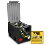 TFF Réservoir Essence Portatif, 220 Litres avec Pompe à Essence 12V ATEX Certifiée débit 50 l/min Réservoir de Carburant avec câble de batterie, Tube de 4 m avec Pistolet de Ravitaillement Automatique