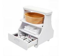 TFGXUE Chaise de pédicure avec roues, 2 étagères ouvertes et 1 tiroir, jusqu'à 50 kg, repose-pieds de pédicure, repose-pieds, tabouret de manucure