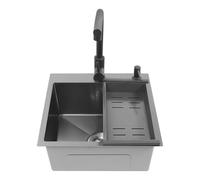 TFGXUE Évier de cuisine, 45 x 45 cm, en acier inoxydable, avec kit complet, coussinets en EVA Silent, couche anti-condensation épaisse, revêtement nano, évier avec robinet extracteur, évier de vidage