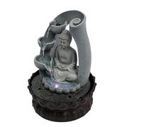 TFGXUE Fontaine de table - Ornement de Bouddha - Symbole porte-bonheur - Décoration de chambre - Feng Shui - Avec lumière LED - 21 x 28 cm - Gris