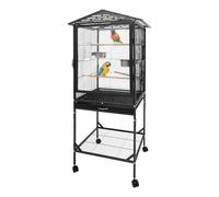 TFGXUE Grande cage à oiseaux autoportante avec 4 roulettes, cage à oiseaux, perruches, volière avec bol extensible et grille de sol, grande cage à rongeurs, 46 x 46 x 136 cm