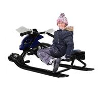 TFGXUE Luge dirigeable pour enfants, Luge avec frein à pied et corde de remorquage haute résistance, Luge avec volant, coussin réglable 3 positions, Luge stylée pour la neige, Jouet de neige (Bleu)