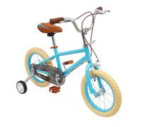 TFGXUE Vélo enfant 14 pouces pour 3 à 4 ans, vélo enfant avec stabilisateurs, double freins, pédale de sécurité, vélos enfants pour homme et femme, freins à disque, fourche avant, bleu