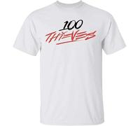 TFHBNMXD 100thieves Merch T-Shirt White 100 Thieves Tshirt Trend T Shirt Manches Courtes(Small)
