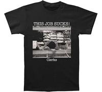 TFHBNMXD balloo Clerks Men's This Job Sucks! Slim Fit T-Shirt Black Manches Courtes(Medium)