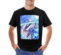 TFHBNMXD Genshin Impact Men's Adult Crew Heart in Green and Blue Classic Crewneck Tshirts Shirts for Men Manches Courtes(Medium)