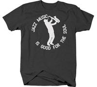 TFHBNMXD Jazz Music is Good for The Soul Saxophone Musician Classical T-Shirt Black Manches Courtes(Small)
