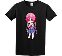 TFHBNMXD Meining Yuno Future Diary Bloody Chibi Mens Round Neck Cotton T Shirts Size XL Black Manches Courtes(Medium)