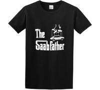 TFHBNMXD Men's Cotton Shirt Cool Car Saab 900 Turbo Aero 9-3 9-5 The Saabfather Hand Wash Recommended Black Manches Courtes(XX-Large)