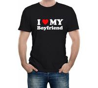 TFHBNMXD Mens I Love My Boyfriend T-Shirt Funny Gift Joke Birthday Valentines Black Manches Courtes(3X-Large)