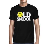 TFHBNMXD Mens Old Skool 90S Rave Smiling T-Shirt-Black Manches Courtes(Large)