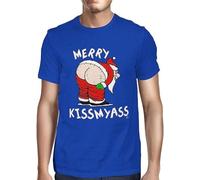 TFHBNMXD Merry KissMyAss Christmas Mens T-Shirt Sapphire Manches Courtes(Medium)