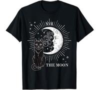 TFHBNMXD Vintage Scary Halloween Black Cat and Moon Costume Gift T-Shirt Colour Manches Courtes(Medium)