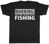 TFHBNMXD Warning May Start Talking About Fishing Mens T Shirt Manches Courtes(Small)