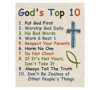 TFHISTRZGV Bible Verses Poster for, Ten Commandments Wall-Art Christian Educational Decor, Inspirational Scripture Print for 's Room(08x12inch(20x30cm),Framed)