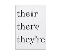 TFHISTRZGV Grammar Cop Funny Poster, Their There They're Spelling Sign, Sarcastic English Major Wall-Art for College Dorm Home Office(Unframed,16X24inch(40X60cm))