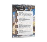TFHISTRZGV Virtue Ethics Wall-Art Stoic Philosophy Poster Four Cardinal Virtues Print for Library Office Living Room Inspirational Decor(Framed,08X12inch(20X30cm))