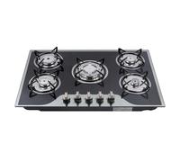 TFIANYNI Plaque de cuisson à gaz 5 feux LPG/NG - Plaque encastrable - Verre trempé de 8 mm - Batterie - Allumage automatique par impulsion - Commande des boutons en bakélite - Pour la maison et les