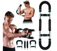 TFIOON Shaker Twister Armtrainer - Nouveau 3-étapes Entraîneur de Poitrine et Bras Réglable avec Résistance 30KG/40KG/50KG, Renforceur Musculaire Portable pour Maison, Bureau & Voyage (Bleu)