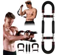 TFIOON Shaker Twister Armtrainer - Nouveau 3-étapes Entraîneur de Poitrine et Bras Réglable avec Résistance 30KG/40KG/50KG, Renforceur Musculaire Portable pour Maison, Bureau & Voyage (Rouge)