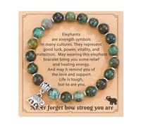 TFixol Bracelet fait main avec perles de pierre naturelle et pendentif éléphant un cadeau rempli d affection pour Maman Épouse Fille Grand-mère Idéal la Fête des Mères les anniversaires