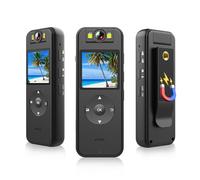 TFixol Caméra corporelle 4K avec audio et vidéo - Caméscope portable à clipser - Objectif rotatif à 180° - Lumières de remplissage - Haut-parleur - Clip arrière - Support de vélo pour la loi