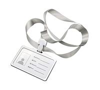 TFixol Étui horizontal transversal en alliage d'aluminium pour carte d'identité, carte de travail, badge avec cordon Argenté