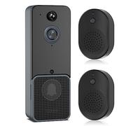 TFixol Sonnette de porte avec caméra filaire avec deux carillons, sonnette vidéo WiFi avec détection humaine P et alertes d'applications 2 voies o HD Cloud Stora Sonnette de porte à batterie intégrée
