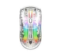 TFixol XYH20 BT5.0 2.4G Wirel 3-Mode 2.4G Wirel BT5.0 & USB Filaire Transparent Mécanique Gaming pour PC Ordinateur Portable avec Récepteur USB Slience Bouton 2400DPI Blanc