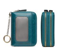 TFKGS Porte-cartes de crédit pour femme, petit portefeuille en cuir avec fermeture éclair accordéon, porte-clés, 1-bleu foncé., Minimaliste