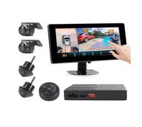 Tfkkaw Voiture Caméra Recul Caméra De Recul 360° HD 1080p Système De Reconnaissance D'objets Intelligents Vision Panoramique 3D Vision Aérienne Webcam Recul Voiture(with Touch Screen)