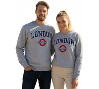 TFL201 Licensed Unisex London Applique Underground Sweatshirt Sports Grey XL