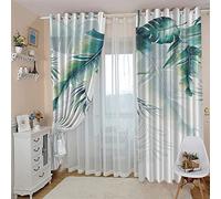 TFLABS Lot de 2 Rideaux 2 Pièces x 140 L x 245cm H Vert et Feuilles Rideau Isolant Thermique Rideau Occultant pour Chambre Salon Rideau Fenetre