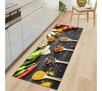 TFLABS Tapis Cuisine Assaisonnements et cuillères Antidérapant Lavable en Machine Tapis de Bain Paillasson Tapis de Sol Cuisine 40 x 100cm