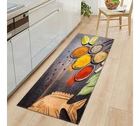 TFLABS Tapis de Cuisine Antidérapant Assaisonnements et cuillères Tapis pour Devant Evier Absorbant, Doux Tapis du Sol pour Salon Chambre Passage Lavable en Machine 50 x 140cm