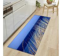 TFLABS Tapis de Cuisine Herbe Bleue et Jaune Tapis Couloir, Devant Evier Antidérapant Tapis de Sol Absorbant Lavable Décoration, Salon, Salle de Bain, Entrée, Cuisine 50 x 140cm
