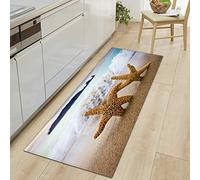 TFLABS Tapis de Cuisine Sable et étoiles de mer Tapis Couloir, Devant Evier Antidérapant Tapis de Sol Absorbant Lavable Décoration, Salon, Salle de Bain, Entrée, Cuisine 50 x 140cm