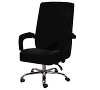 TFlower Housse Chaise de Bureau en Velours Extensible Universelle avec Housse Accoudoir Couverture Fauteuil de Bureau Rotatif Lavable XL Noir