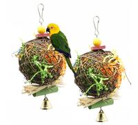 TFLPUO Budgies Toys Lot de 2 jouets pour oiseaux, cage à oiseaux, en rotin naturel, accessoires pour perruches, perroquets (20 x 10 cm)
