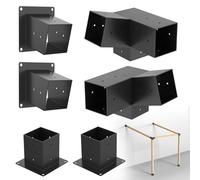 TFMUZERT Lot de 6 supports de pergola de toit inclinés à 15°, kit d'extension de pergola mural de toit à 3 voies, support de base de poteau en bois de 10,2 x 10,2 cm, support d'angle pour tonnelles