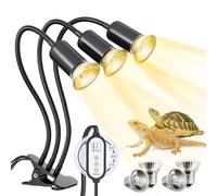 TFNN 2023 Lampe chauffante pour reptiles, trois têtes avec minuteur de cycle, lumière UVA UVB, lampe solaire réglable pour tortue, dragon barbu, lézard, serpent, base E26/27 avec 4 ampoules
