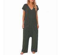 TFNOSIZE Combinaison Femme Été, Pantalon Large, Col V
