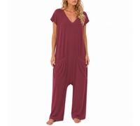 TFNOSIZE Combinaison Femme Été, Pantalon Large, Col V