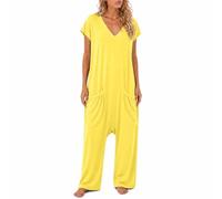 TFNOSIZE Combinaison Femme Été, Pantalon Large, Col V