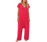 TFNOSIZE Combinaison Femme Été, Pantalon Large, Col V