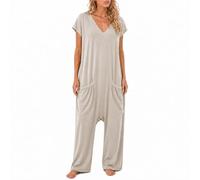TFNOSIZE Combinaison Femme Été, Pantalon Large, Col V
