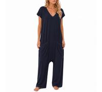 TFNOSIZE Combinaison Femme Été, Pantalon Large, Col V